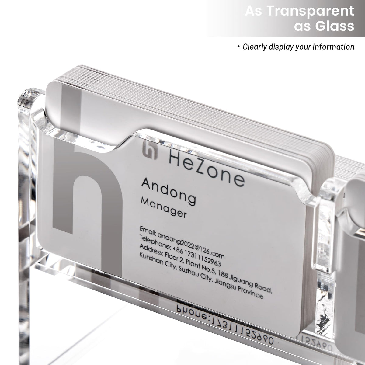 HeZone Business Card Holder for Desk, Acrylic Business Card Organizer , Multiple 6 Slots 3 Tier