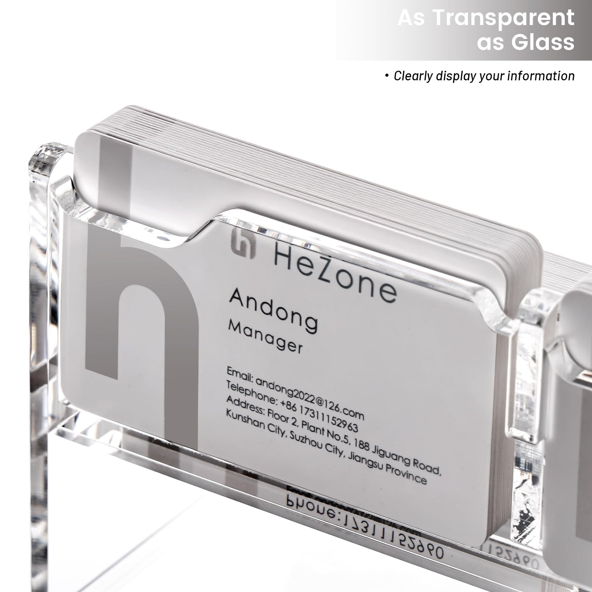 HeZone Business Card Holder for Desk, Acrylic Business Card Organizer , Multiple 6 Slots 3 Tier