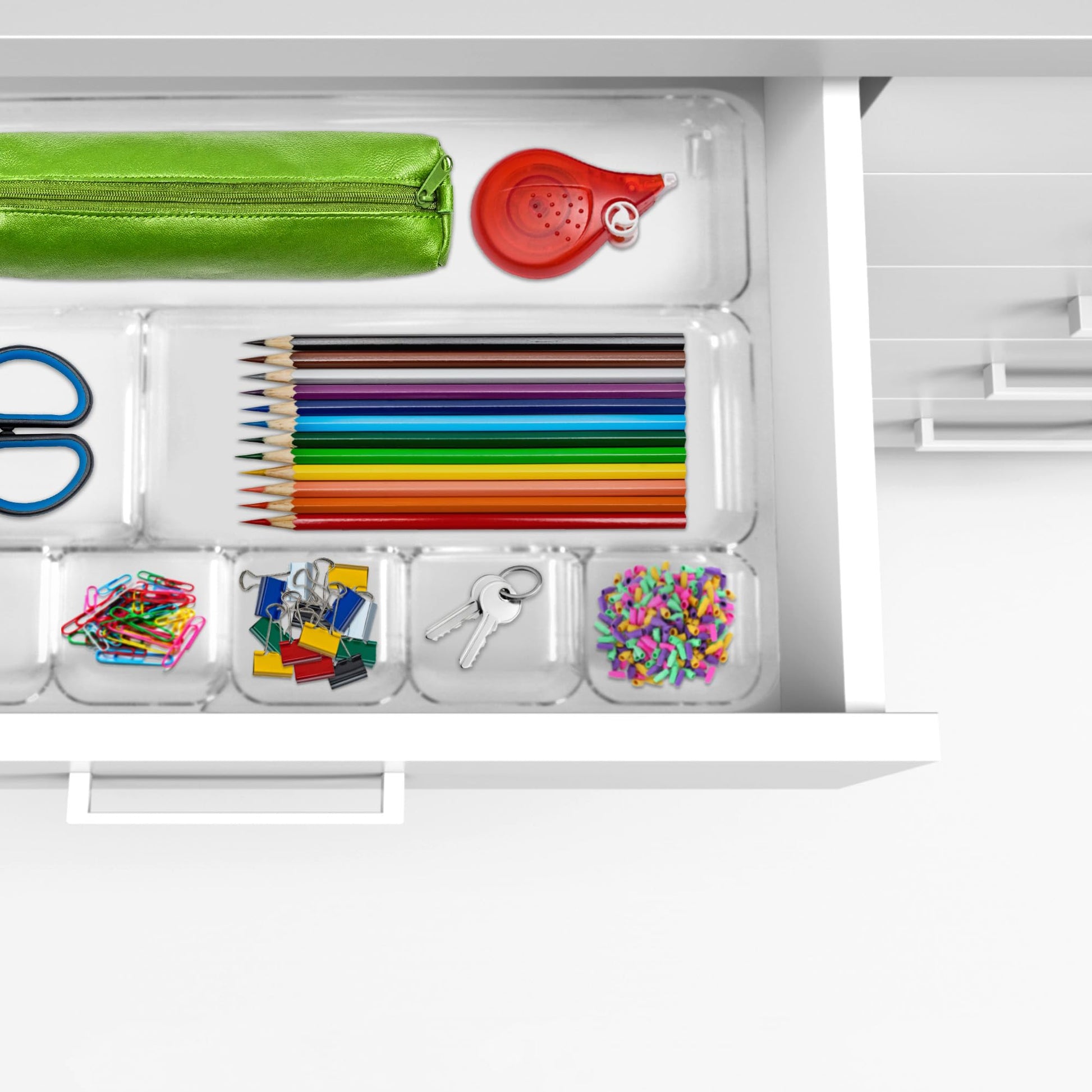Manaloom Desk Drawer Organizer Tray with 9 Storage Compartments - For Home and Office - Drawer