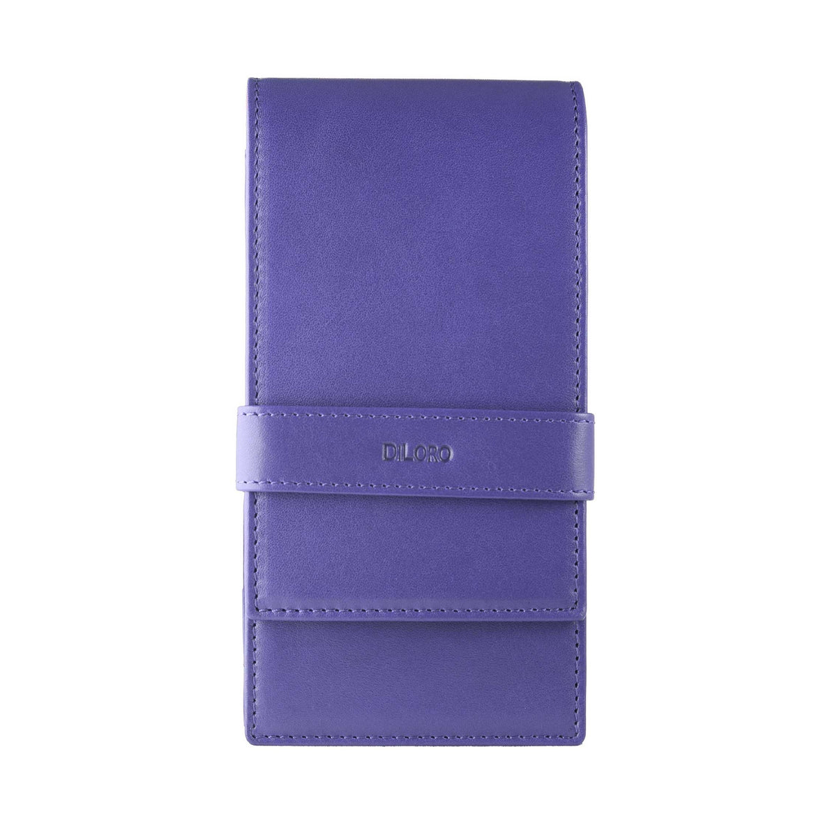 DiLoro Leather Quad Pen Case Pencil Pouch Holder for Four Fountain Ballpoint Rollerball Pens and