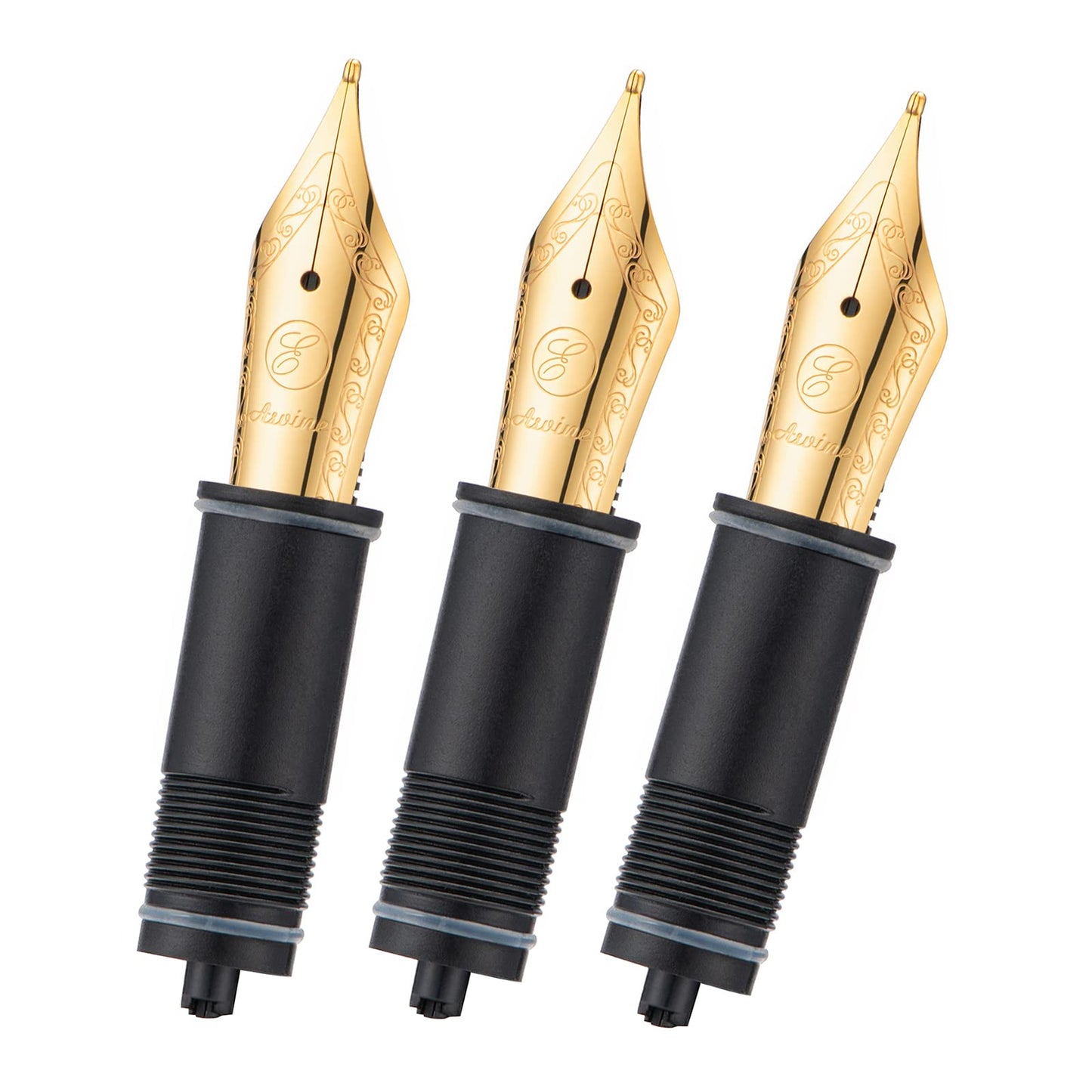 Asvine 3 PCS Fountain Pen Replaced Nibs, 6 Gold Plated EF Nib V169, P20, P30 and V126