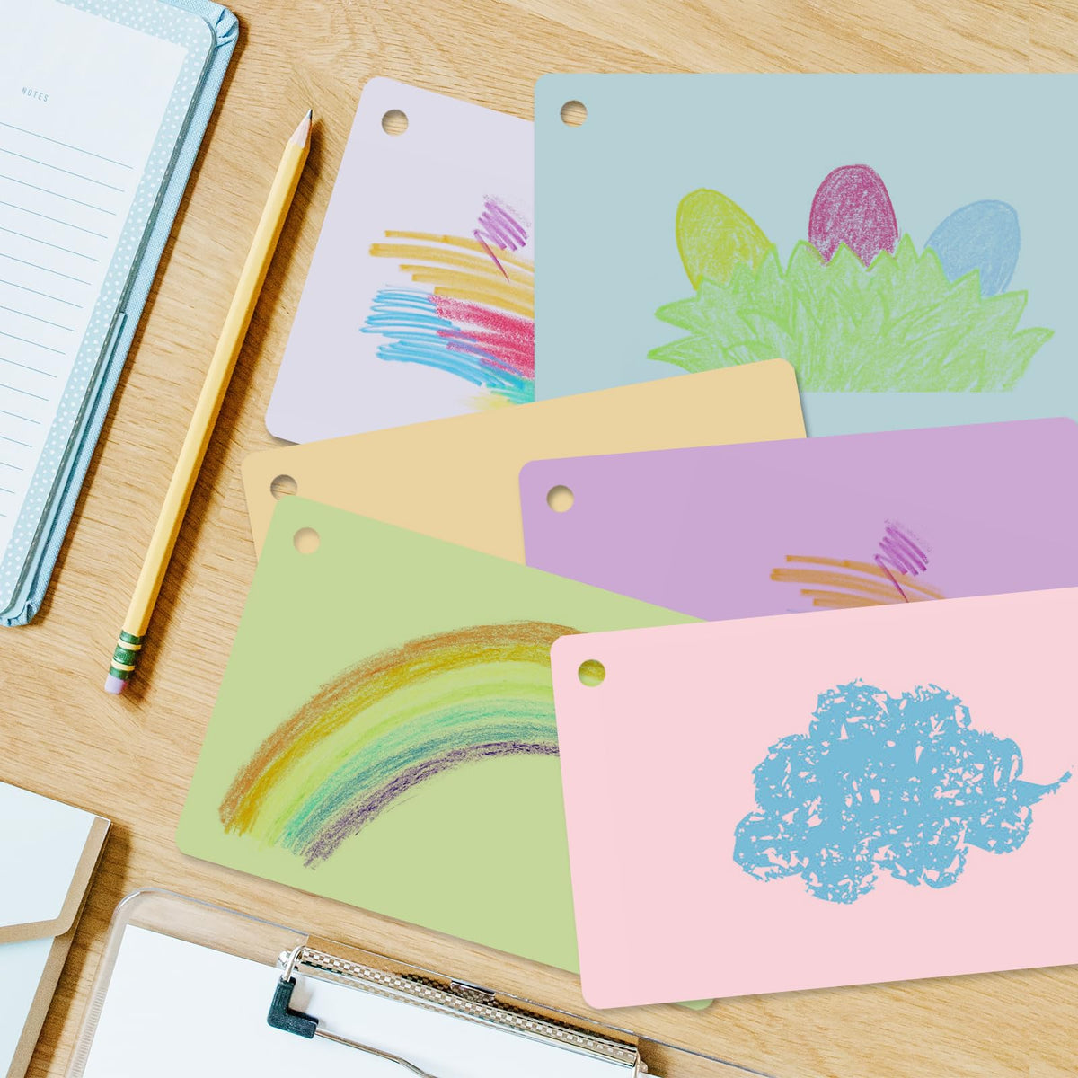 zmybcpack 6 Pack 4x6 Inches Blank Index Cards, Blank Flash Cards with Rings