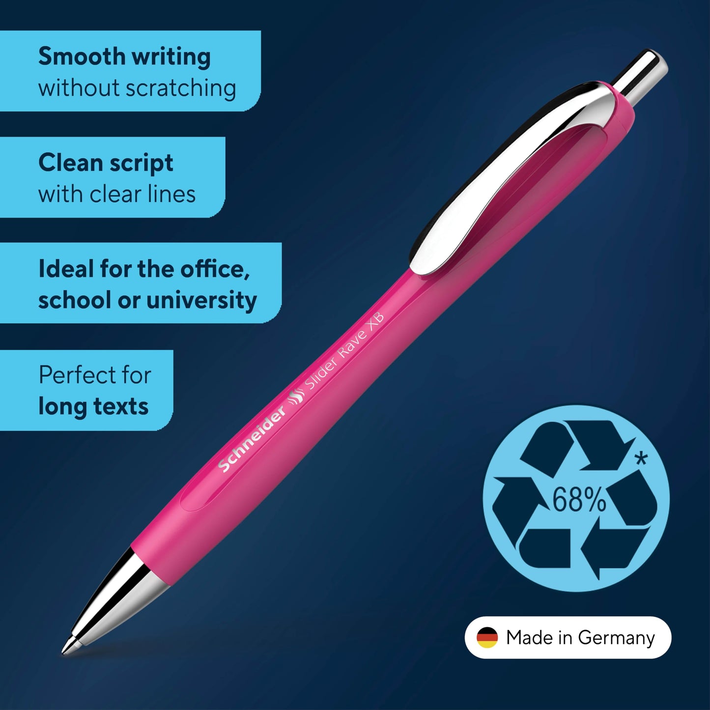 Schneider Slider Rave XB 132554 Ballpoint Pen (Limited Special Edition in Power Pink, Made in