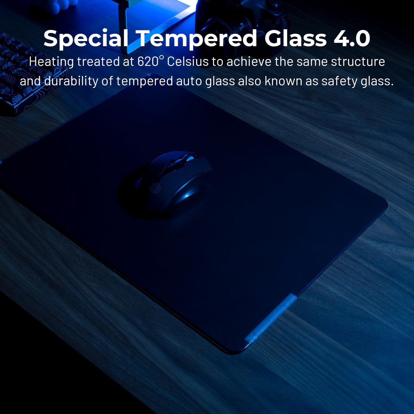 XVX Black Glass Mousepad 4.0, Hard Mouse Pad for Gaming, Ultra-Smooth Micro-Etched Surface Mouse