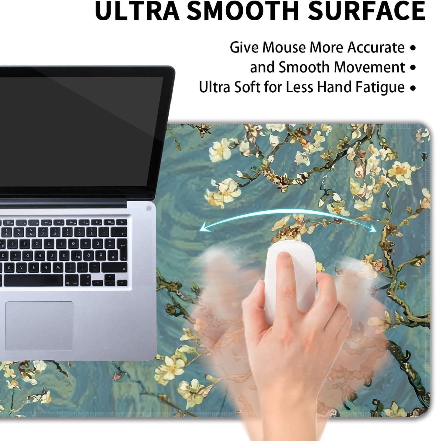 Almond Blossoms Large Mouse Pad,Gaming Keyboard Desk Pad,Extended Mouse Mat Non-Slip Rubber Base
