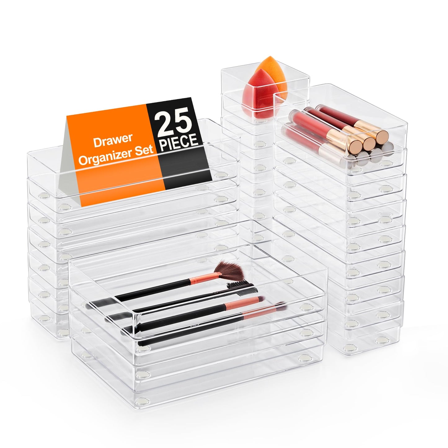 SMARTAKE 25 PCS Drawer Organizer, 4-Size Desk Drawer Organizer Trays