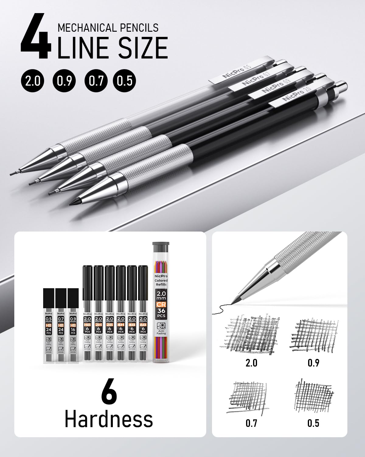 Nicpro 38PCS Art Mechanical Pencils Set in Leather Case