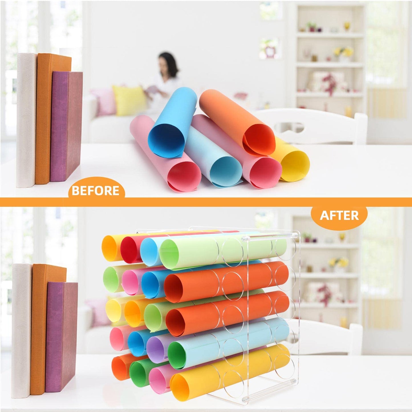 volepet Vinyl Storage Rack 25-Holes Vinyl Holder Acrylic Vinyl Roll Storage for Craft Room, Vinyl