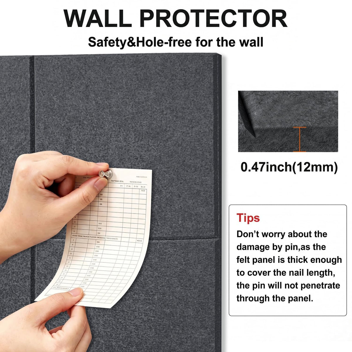 G Gamit Felt Wall Tiles Bulletin Board Large Cork Board Alternative 6 Pack 11.81”x11.81”x0.47” Felt