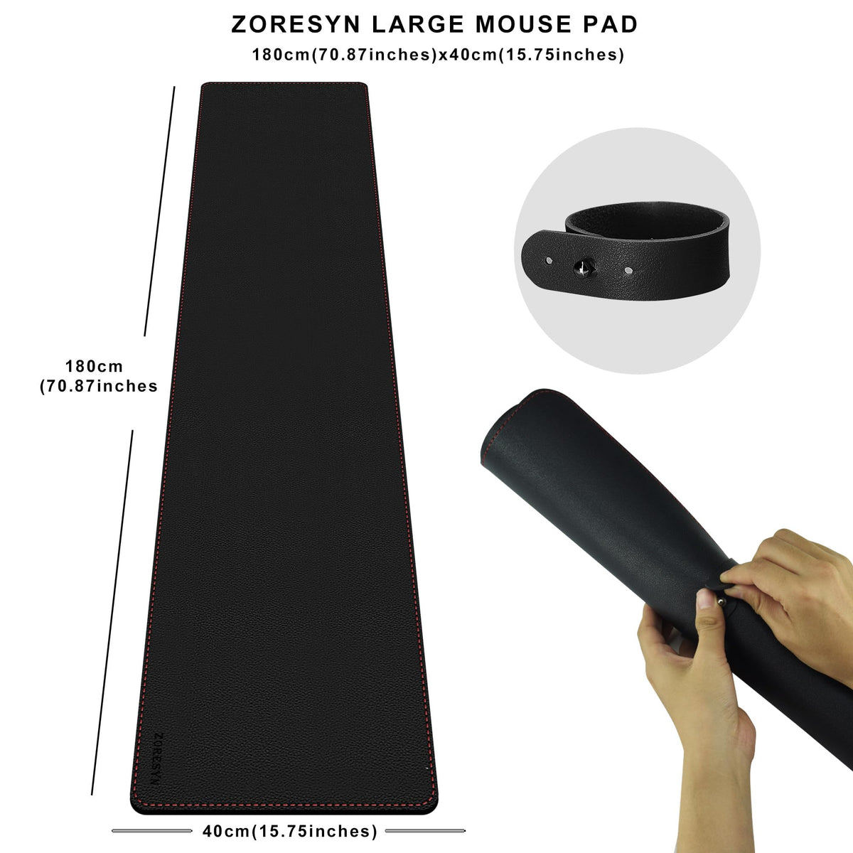 ZORESYN PU Leather Desk Mat 70.9 "x15.8 Black