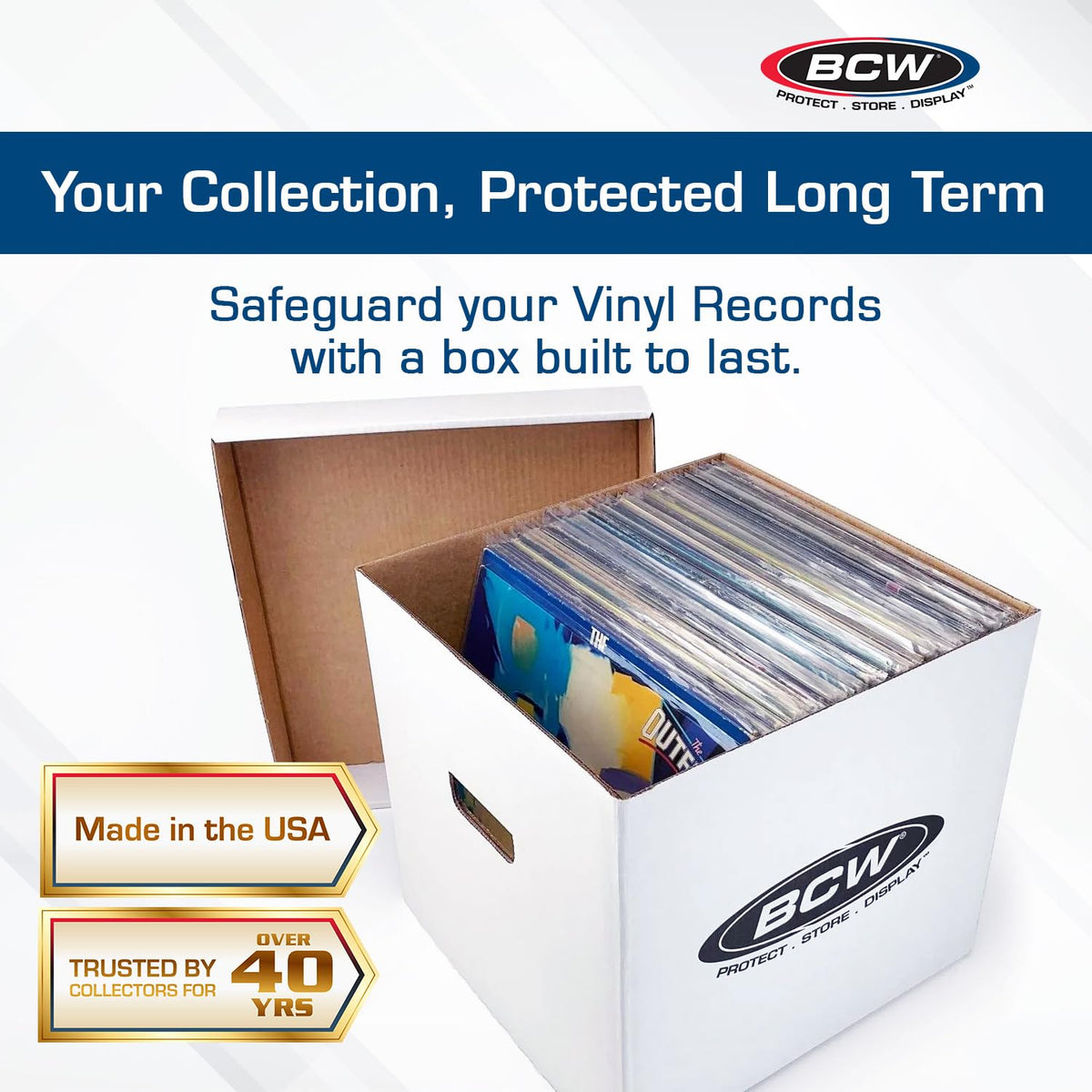 BCW 33 RPM Vinyl Record Storage Boxes, Holds 65 12-Inch LPs Each, 5 Pack