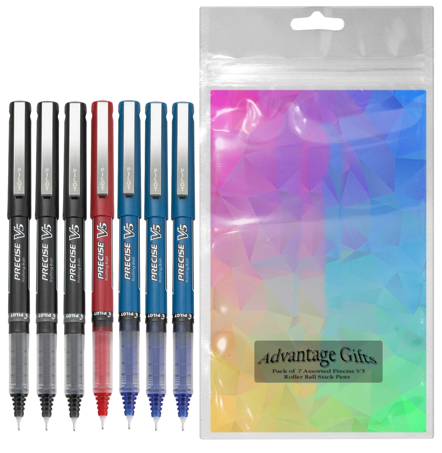 Advantage Gifts Precise V5 Stick Rolling Ball Pens, Extra Fine Point (.5mm), Assorted Colors