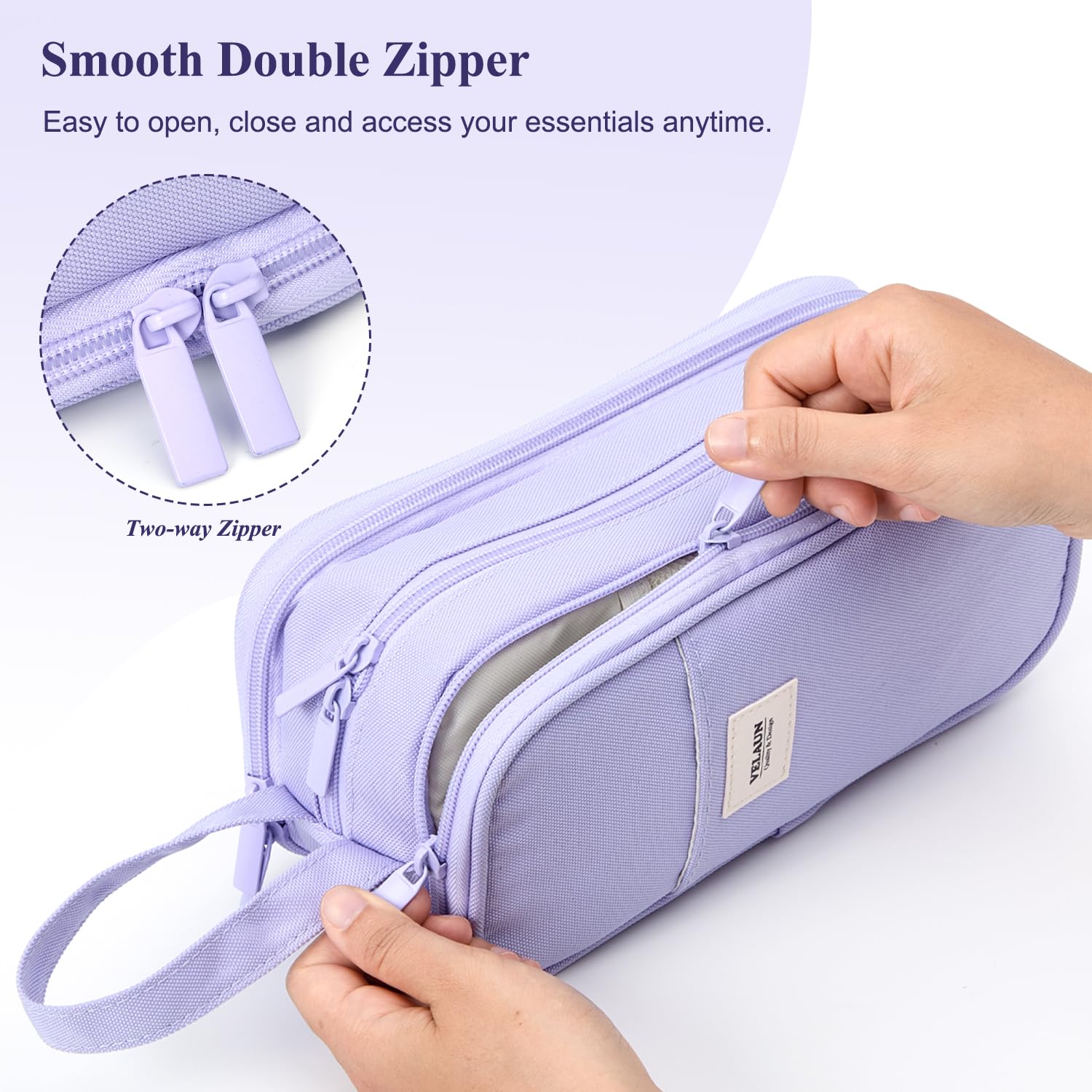 VELAUN Pencil Case Pouch, Large Capacity Pencil Box Bag, Aesthetic Pen Organizer for School