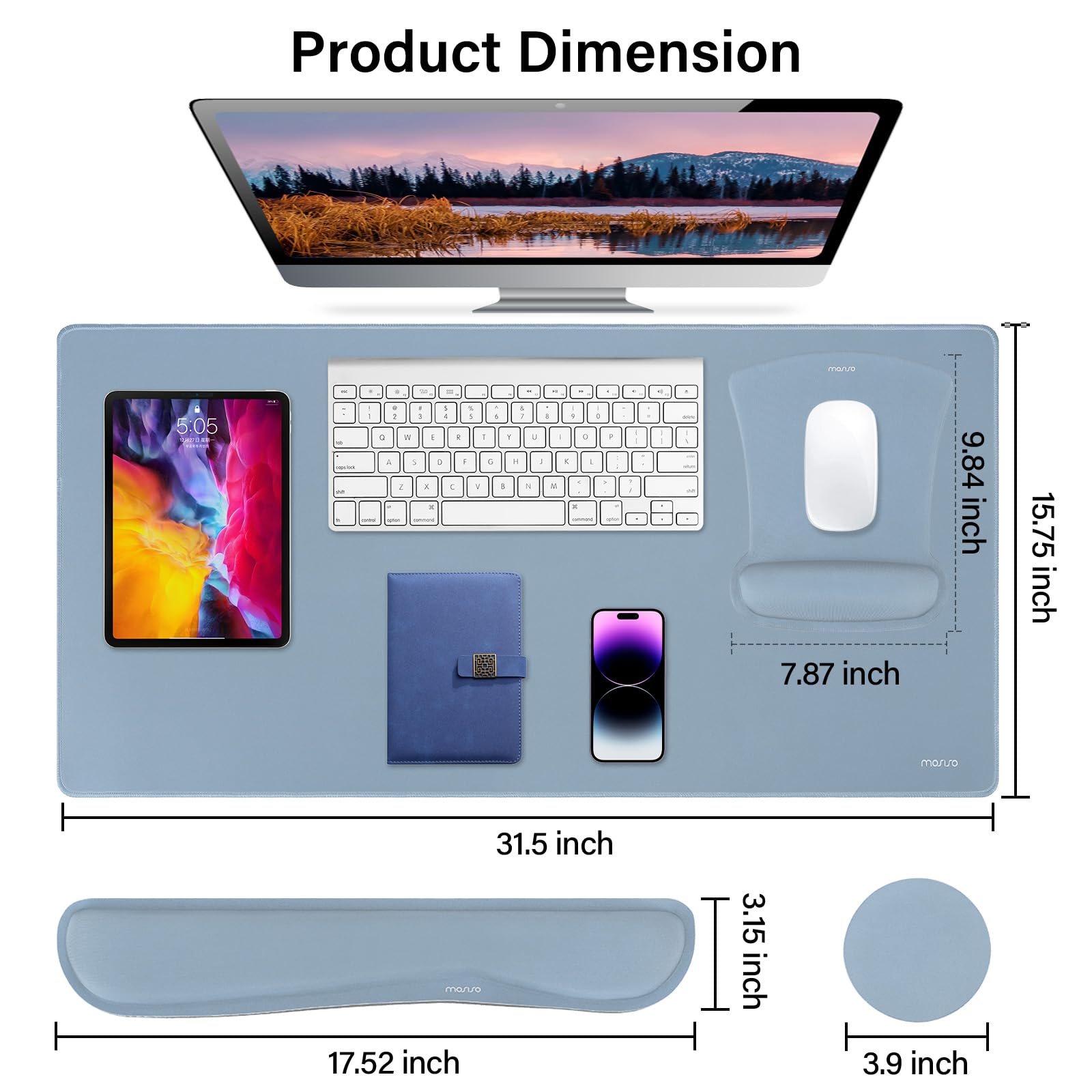 MOSISO Keyboard Mouse Pad Set, Large Gaming Mousepad&Keyboard Wrist Rest