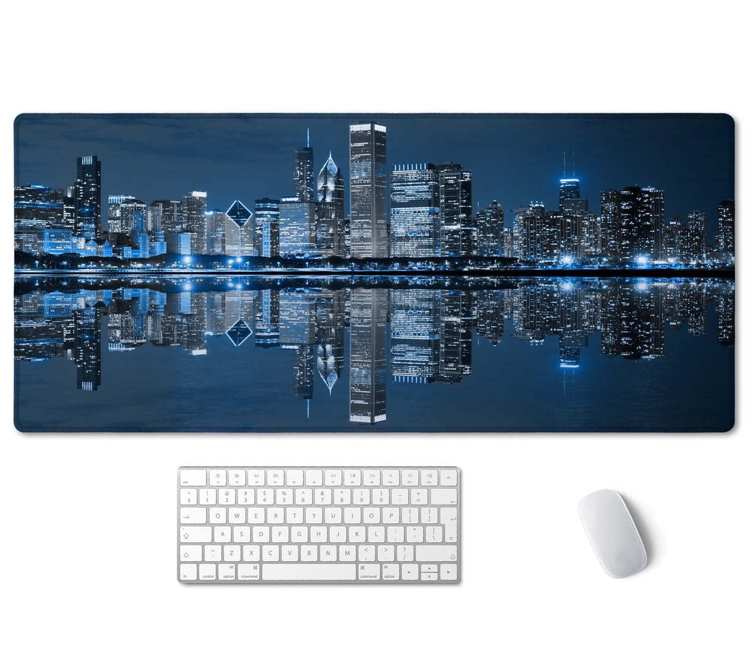 SSOIU Extended Gaming Mouse Pad (35.5x15.7 in), Large Non-Slip Rubber Base Mousepad with Stitched