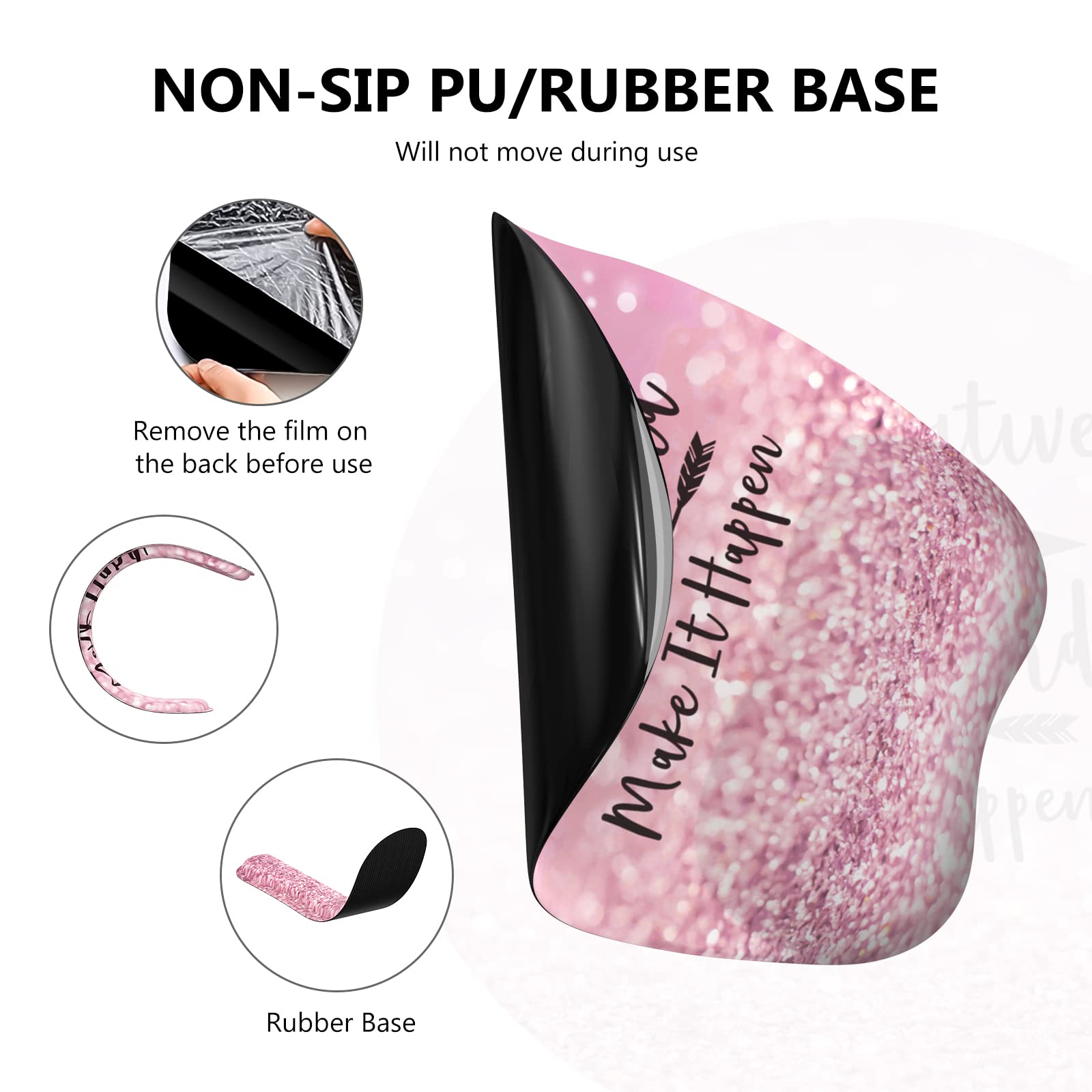 Anyshock Pink Mouse Pad with Wrist Rest, Ergonomic Desk Mat with Stitched Edges, Non Slip Wrist