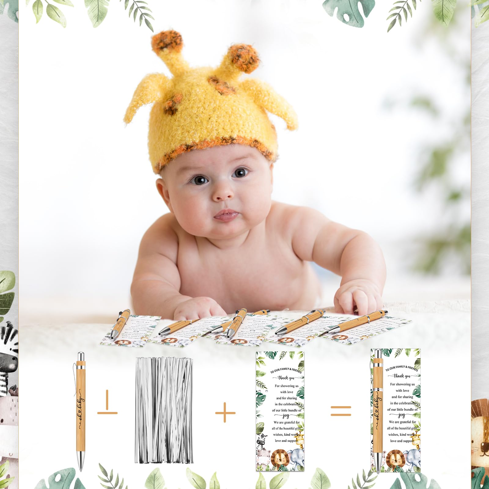 Zhanmai 75 Sets Safari Baby Shower Favors