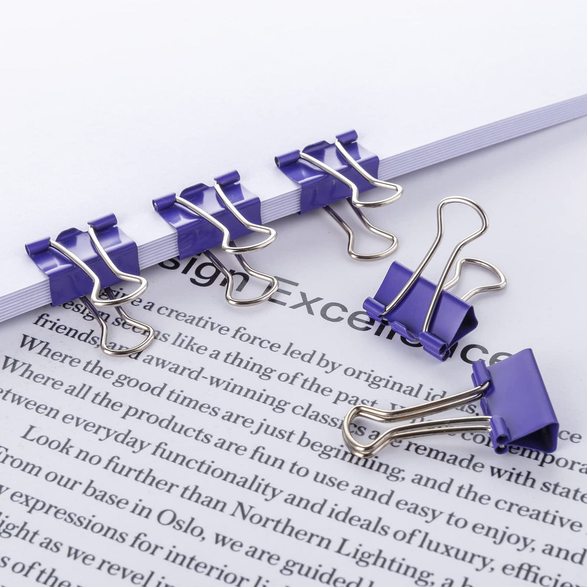 Small Purple Binder Clips, 3/4 Inch (19mm), 50 Pack Mini Clips