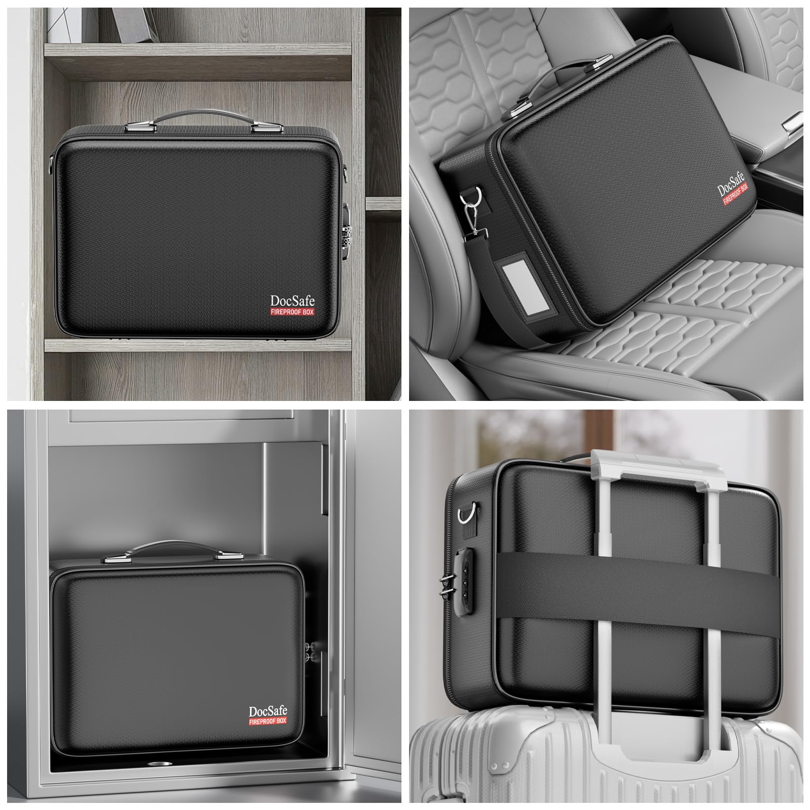 DocSafe Fireproof Document Box Hard Case with Lock ＆ Accordion File Folder