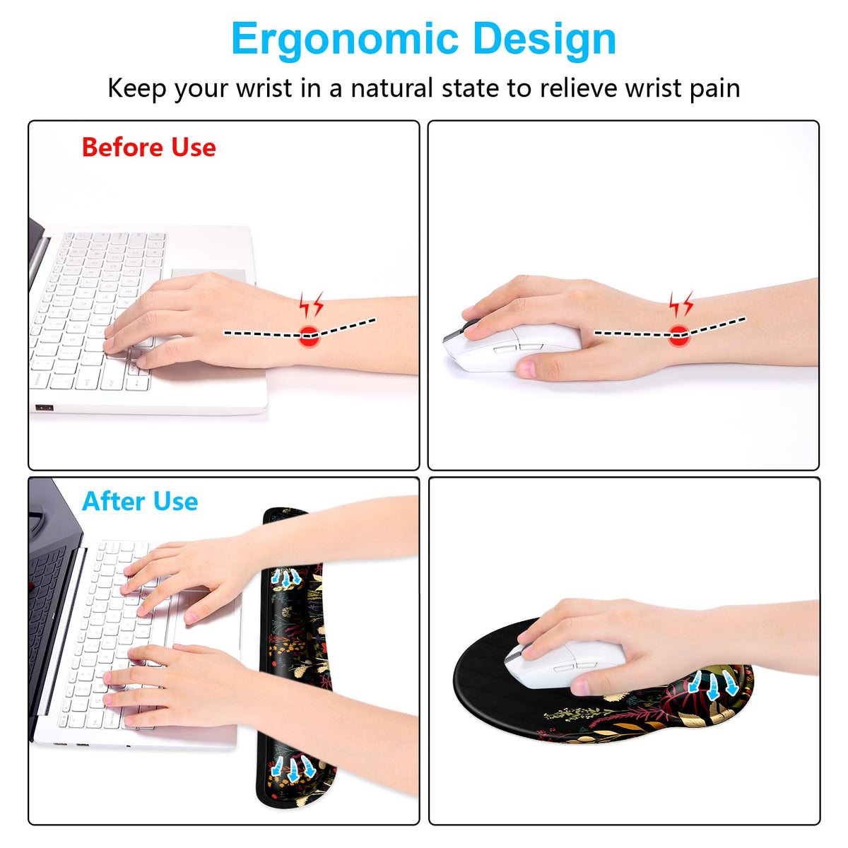 Dapesuom Keyboard Wrist Rest and Mouse Pad with Wrist Support, Cute Memory Foam Cushion for