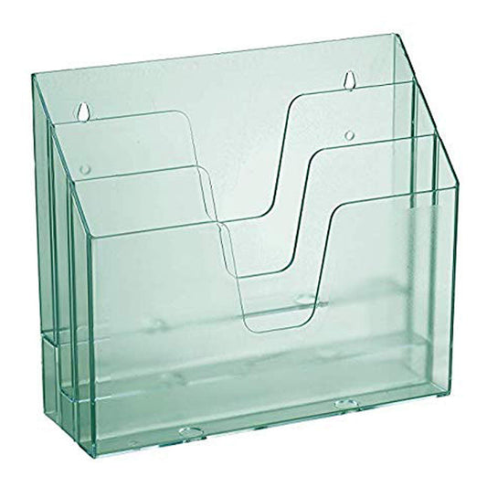 Acrimet Horizontal Triple File Folder Organizer Sorter, Letter, Clear Green