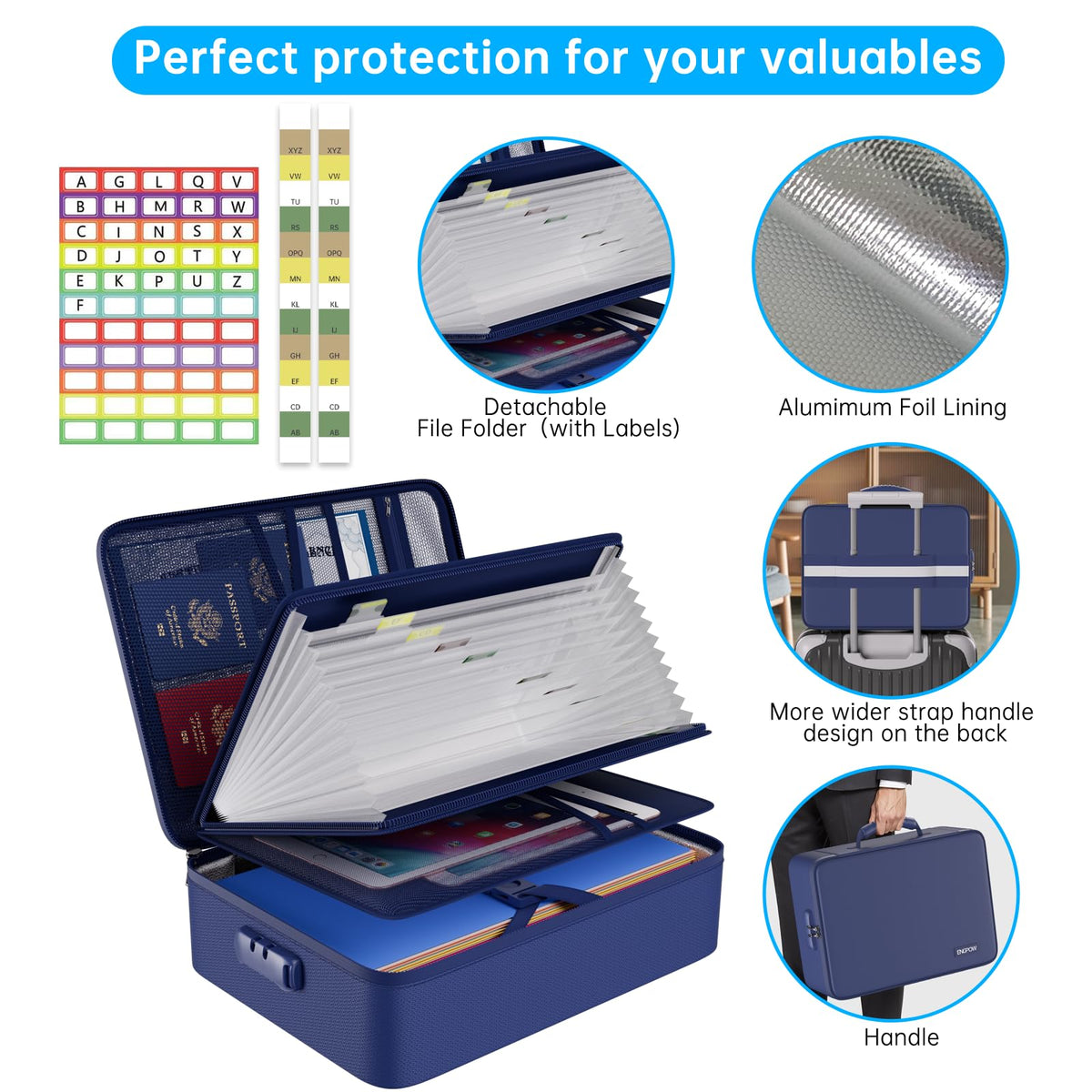 ENGPOW Fireproof Document Organizer Bag with Lock ＆ Accordion File Folder