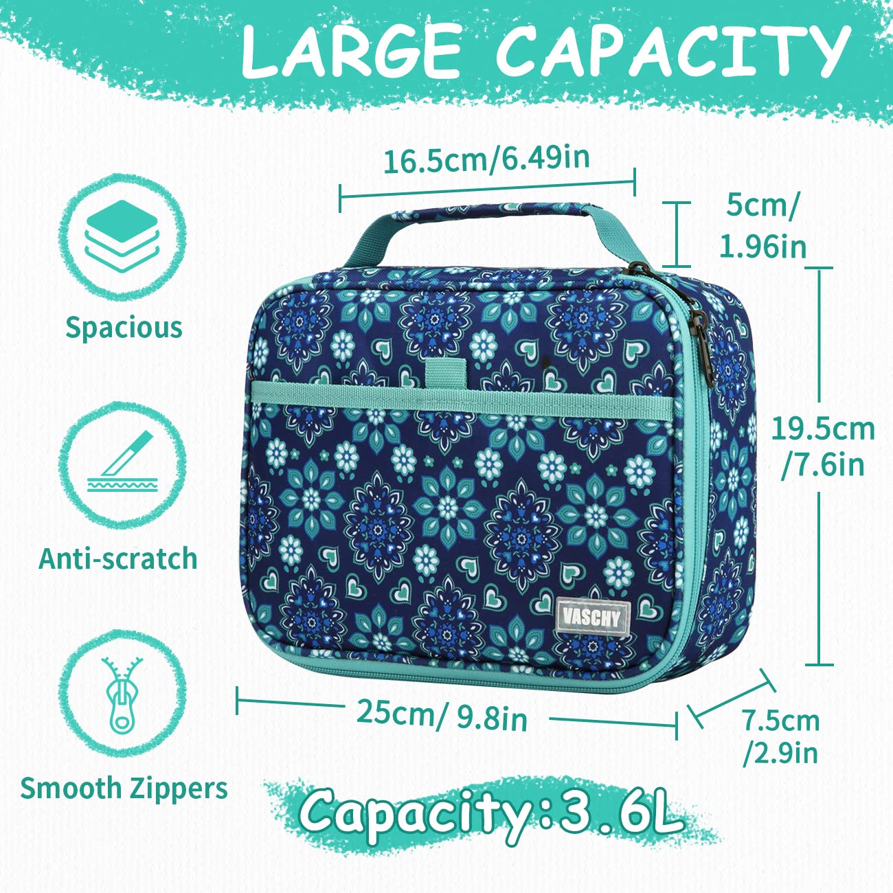 VASCHY Large Pencil Case Bag, Art Supply Marker Organizer Big Pen Pouch with 3 Detachable Layers