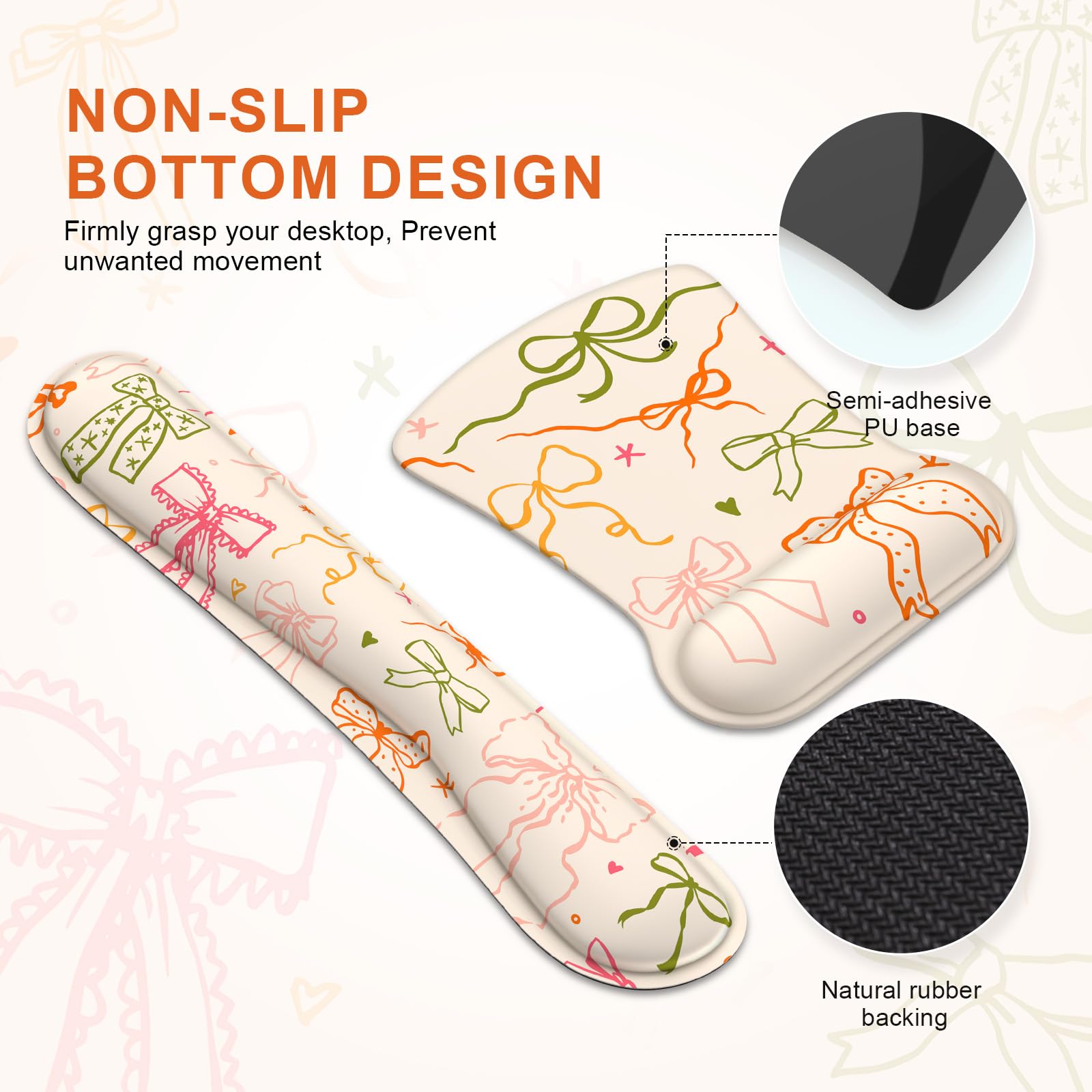iCasso Ergonomic Mouse Pad, Keyboard Wrist Rest, Memory Foam Mousepad with Wrist Support, Easy