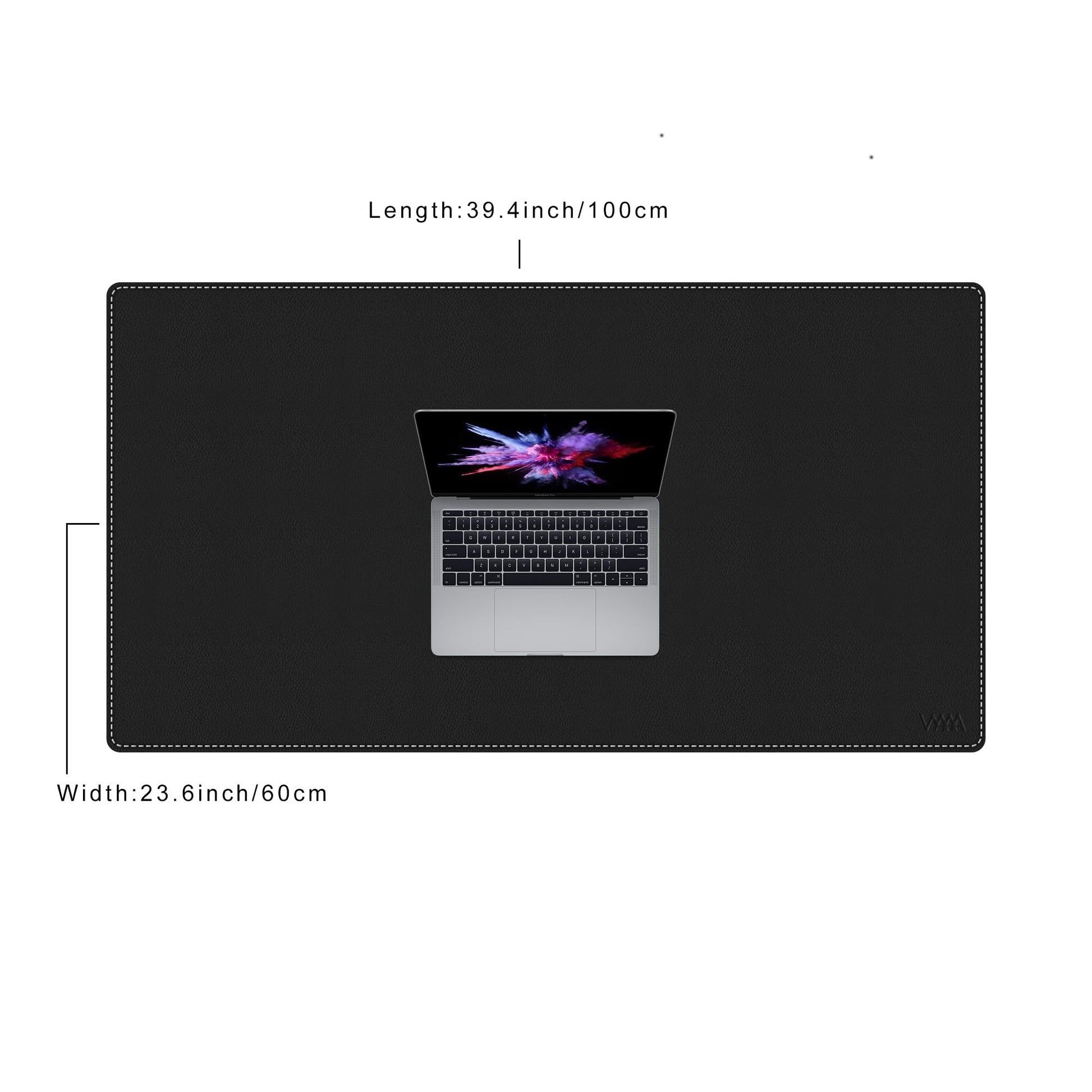 Vyaaa 40"x24" PU Leather Office Desk Pad Mat, Waterproof Mouse Pad, Black