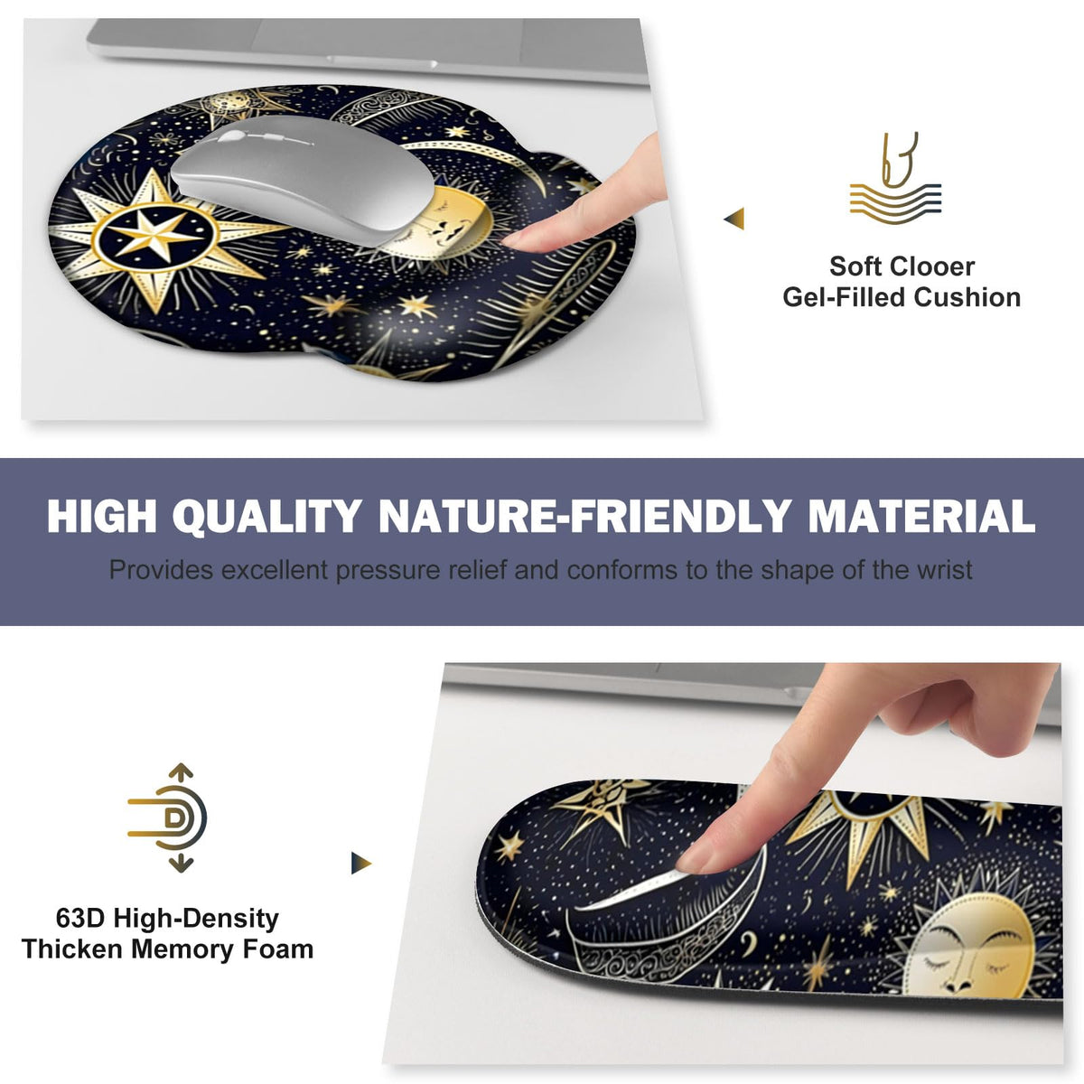 Gaming Mouse Pad, Large Desk Mat, Cute Desk Pad Protector, 4in1 XXL Mousepad + Keyboard Wrist