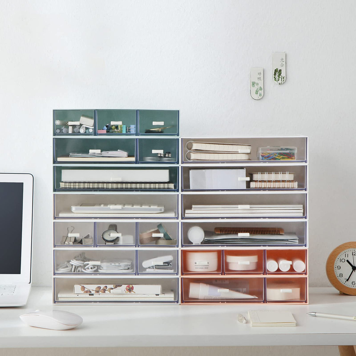 MILULUGO Desk Organizer with 6 Drawers, Makeup Organizer, Plastic Makeup Storage, Cosmetic Storage