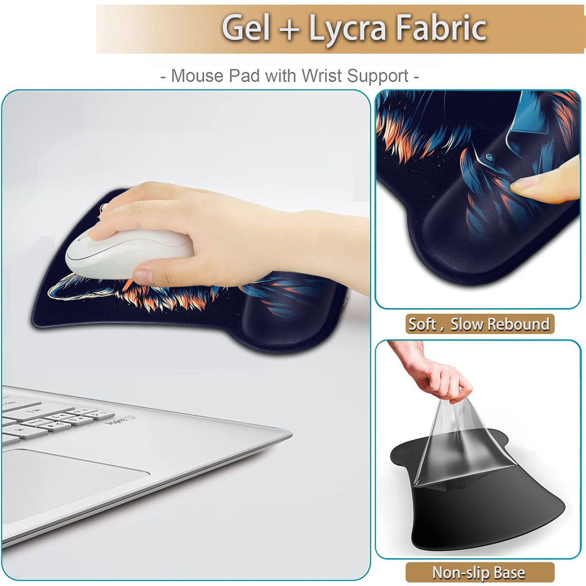 Keyboard Wrist Rest and Mouse Pad Wrist Support Set, Ergonomic Gel Mouse Pad Wrist Rest with