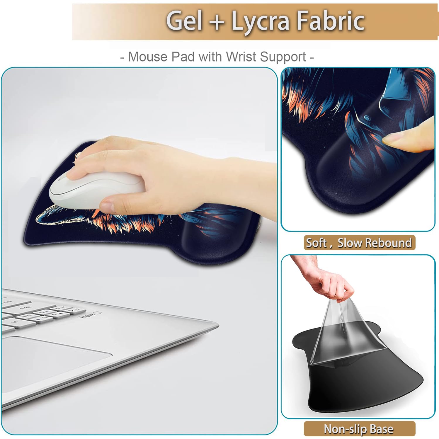 Keyboard Wrist Rest and Mouse Pad Wrist Support Set, Ergonomic Gel Mouse Pad Wrist Rest with