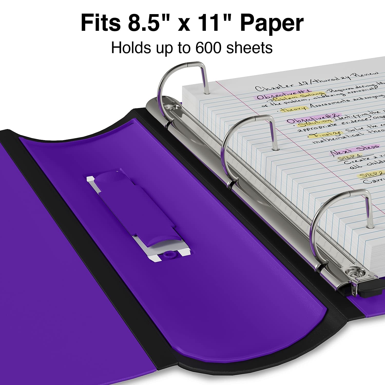 Staples Better 3-Inch D-Ring 3-Ring Binder, Purple, 600 Sheets