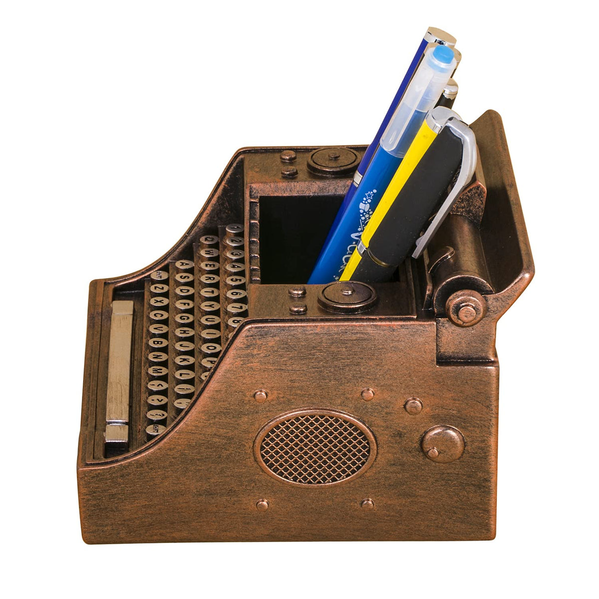 Amoysanli Retro Typewriter Pen Holder Desk Organizers for Writer's Bronze