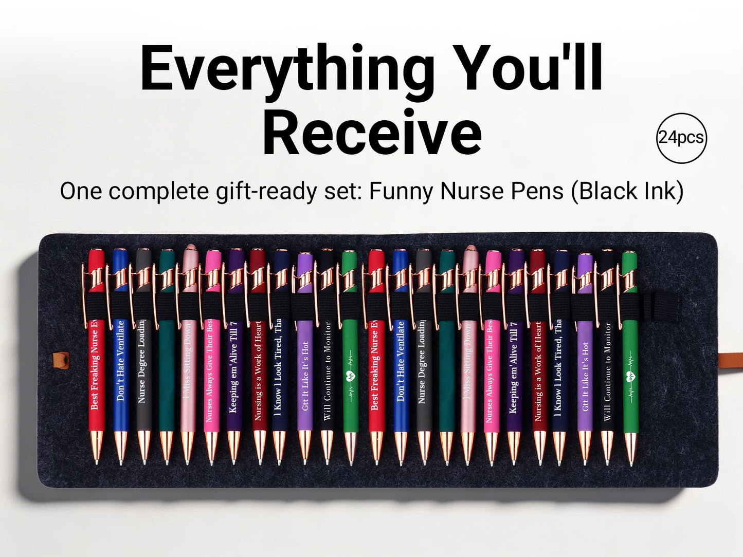24 Pcs Funny Nurse Pens Set with Stylus Tip,Ink Gifts for Nurses & Students