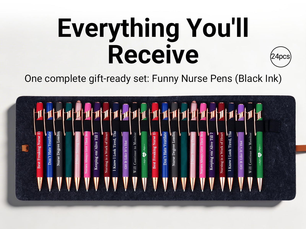 24 Pcs Funny Nurse Pens Set with Stylus Tip,Ink Gifts for Nurses & Students