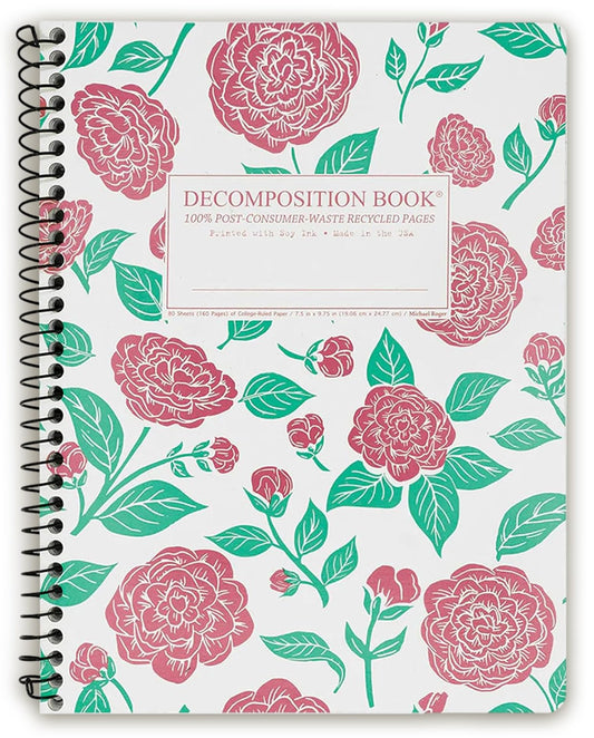 Decomposition Camellias College Ruled Spiral Notebooks – 9.75 x 7.5 Journal with 160 Lined Pages