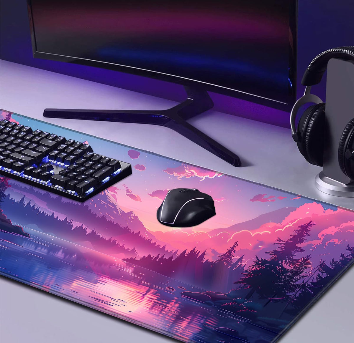 Sunset Mountain Landscape Extended Mouse Pad Game Office Sewing Table Mat