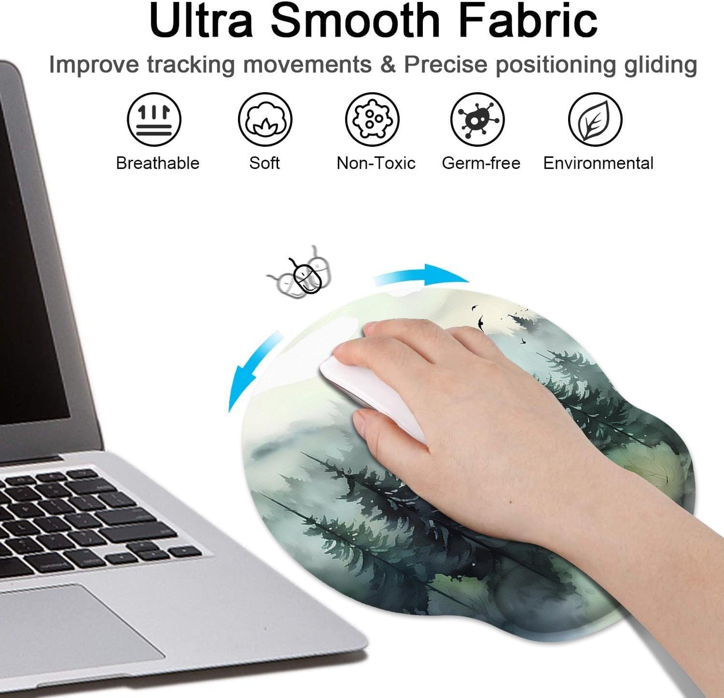 Britimes Ergonomic Mouse Pad Set with Wrist Rest, Green Mountain