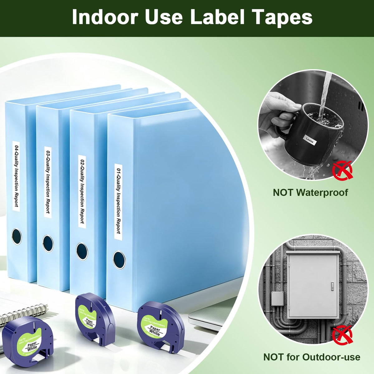 Compatible with Dymo LetraTag Label Maker Refills 91330 White Tape 12mm x 4m (1/2" 13') for Letra