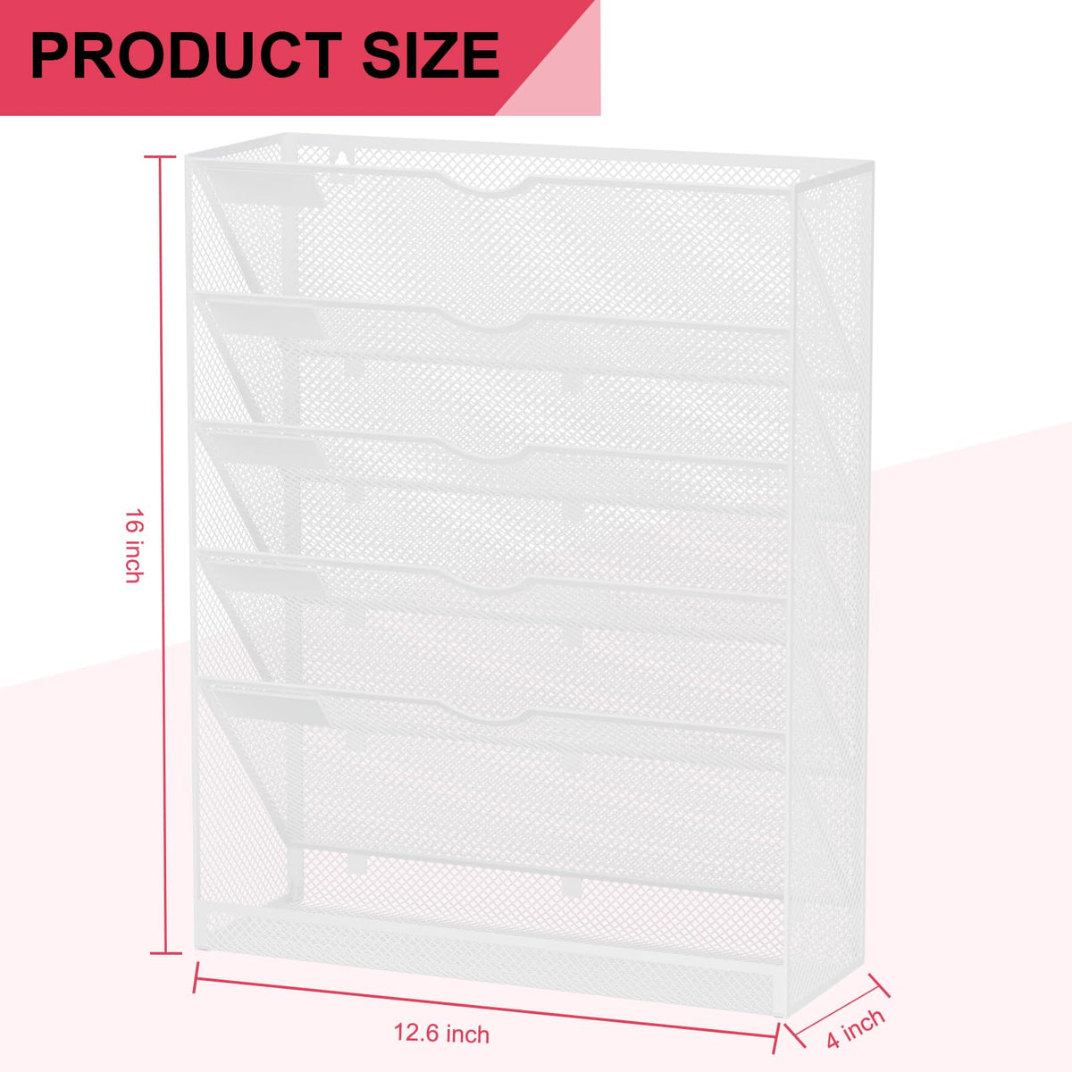 GDINDINFAN Hanging Wall File Organizer 6 Tier Wall Mounted File Holder Document Wall Organizer