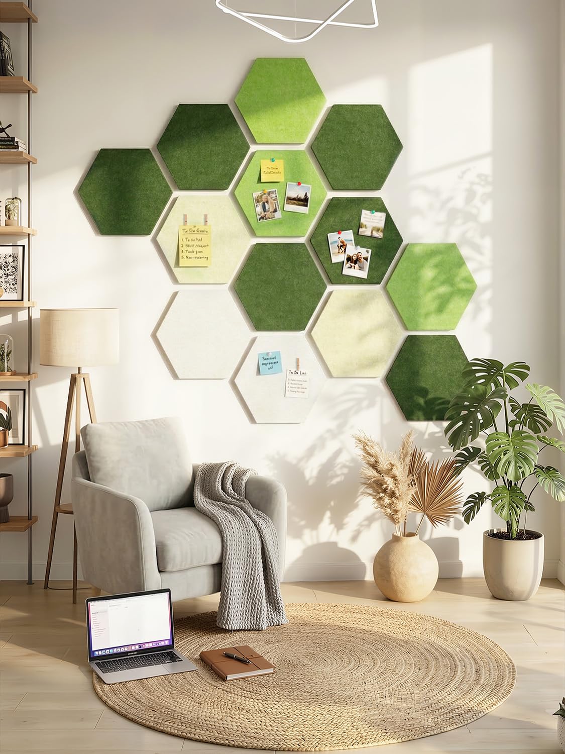 Uoisaiko 8-Pack Hexagon Felt Bulletin Board Tiles, Cork Board Alternative