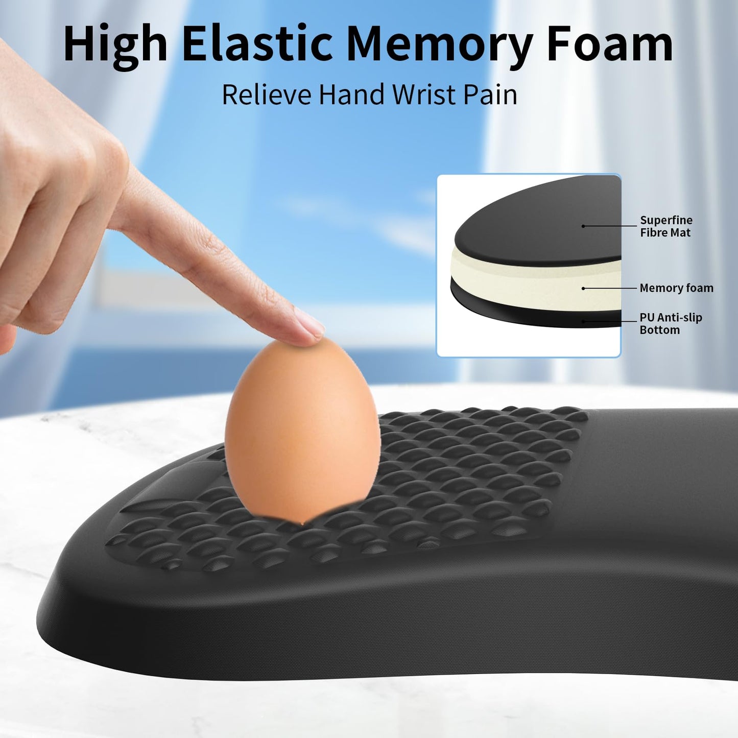 eulps Ergonomic Mouse Pad with Wrist Rest Support, Mousepad with Comfortable Memory Foam Wrist Rest