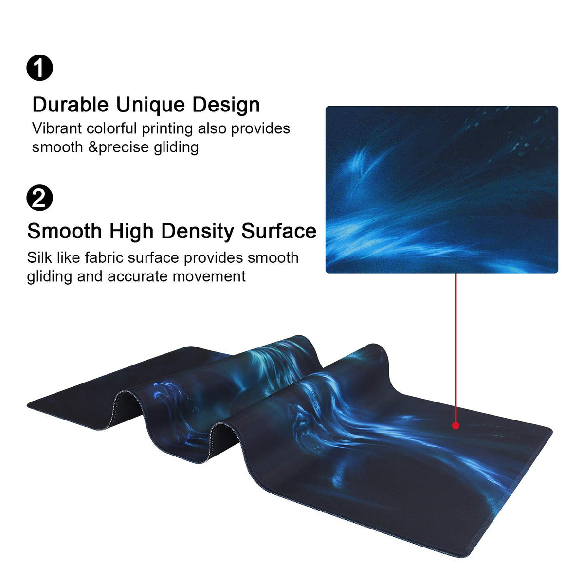 Meffort Inc Extra Large Extended Gaming Desk Mat Non-Slip Rubber Pads Stitched Edges XXL Mouse Pad