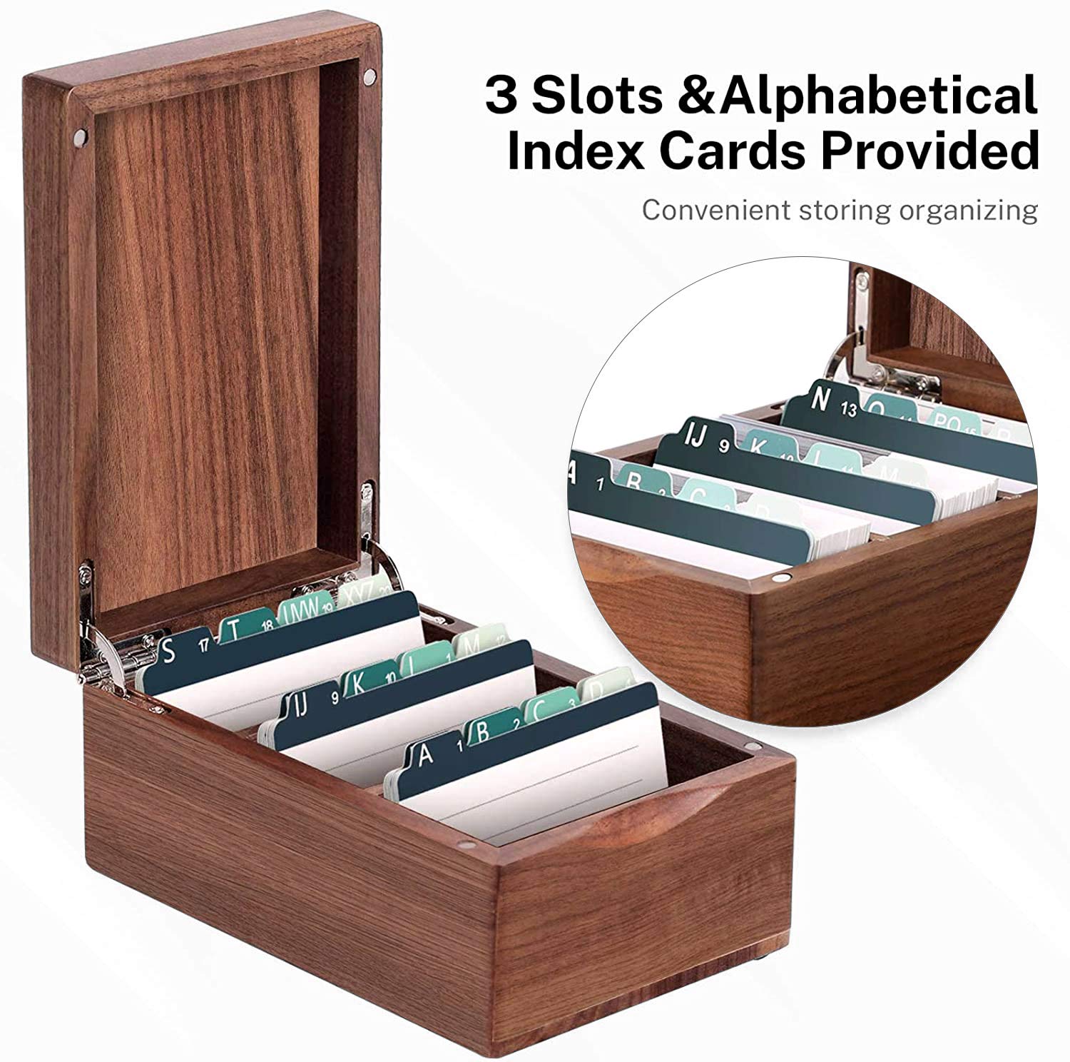 MaxGear Walnut Wood Business Card Organizer for 2.2" x 3.5" Cards