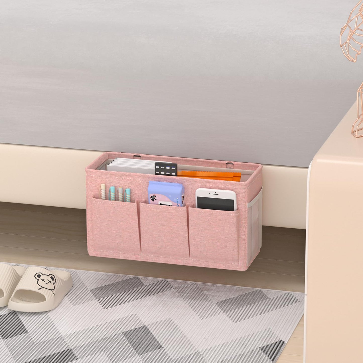 Bedside Caddy Storage Organizer for Bed Rails, Bed Caddy with 6 Pockets