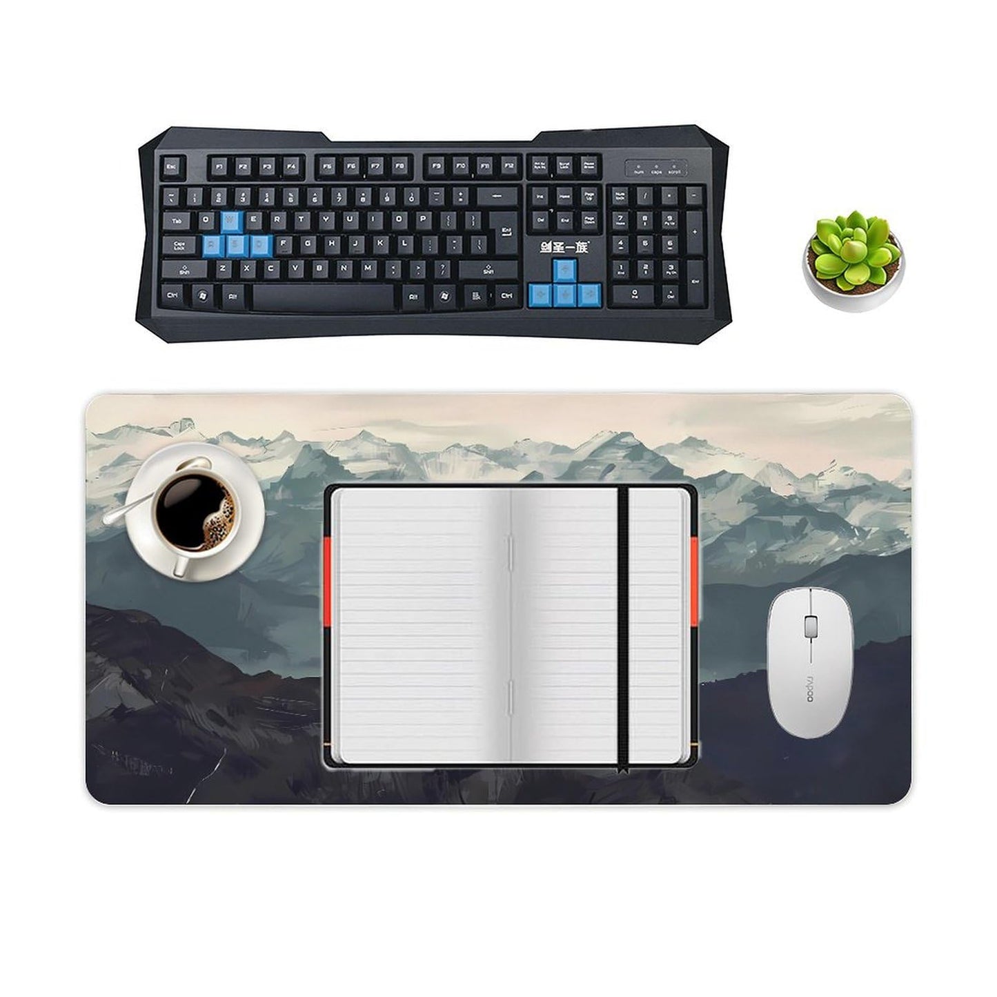 Keebik Gaming Mouse Pad, Mountain Fog Mouse Pad Large Extended Computer Mouse Mat Keyboard Full
