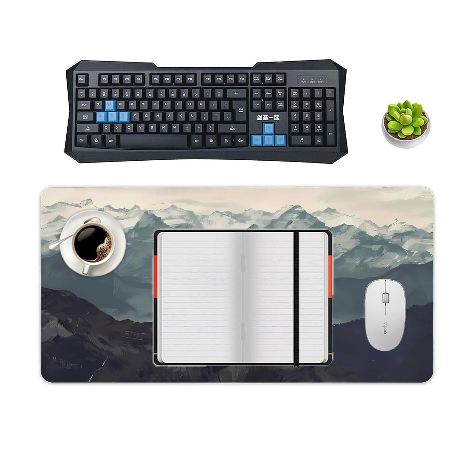 Keebik Gaming Mouse Pad, Mountain Fog Mouse Pad Large Extended Computer Mouse Mat Keyboard Full