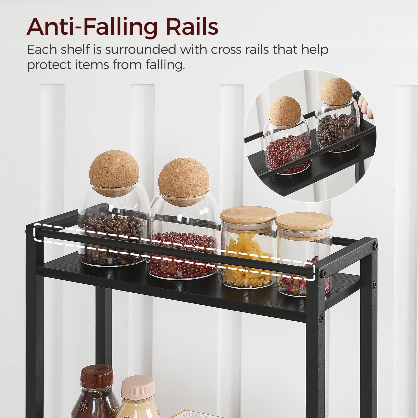 MAHANCRIS Slim Rolling Cart, Mobile Kitchen Cart on Wheels, Narrow Storage Cart for Small Space